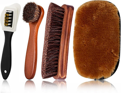 Shoe Brush Set, Ky-Tech 2Pcs Premium Soft Shoe Brush Shoe Shine Brush for Buffing Polishing, Horse Hair Brush Shoe Cleaning Brushes for Boots, Shoes, Car Seats, Sofas, Bags Great