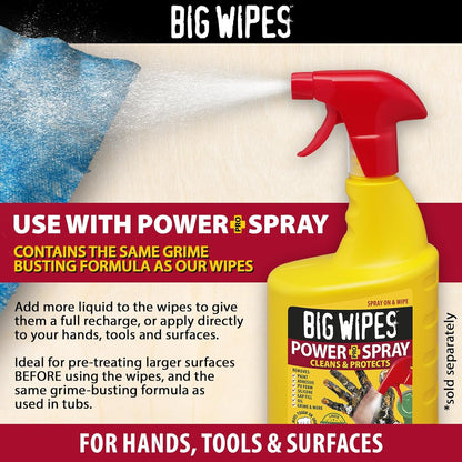 Big Wipes Heavy Duty Pro+ Wipes in Dispenser Tub (X100) Textured Dual-Sided Hand Wipes with Skincare Cleans Hands, Tools & Surfaces. Heavy Duty Wipes & Industrial Cleaning Products for Tradespeople