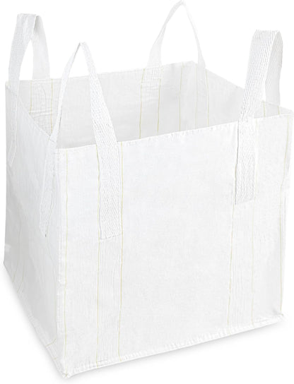 Deco Express Commercial Waste Bags 500L Heavy Duty Industrial Fabric FIBC Builders Bags with Handles, 1 or 1.5 Tonnes, White, 80 X 80 X 80 Cm (White 1T - 5 Pack)