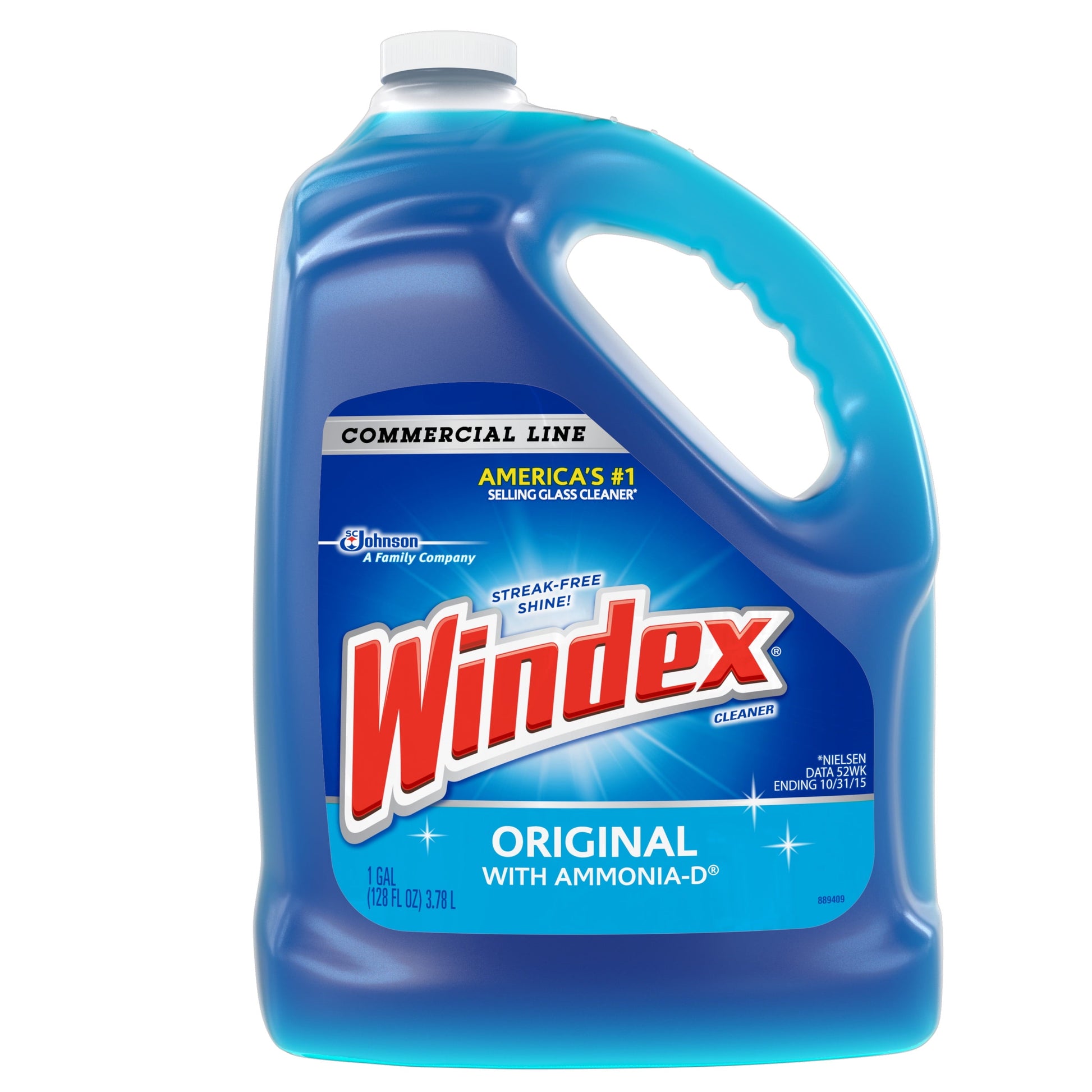 Windex Commercial Line Glass Cleaner Refill, Blue Original, 128 Fl Oz