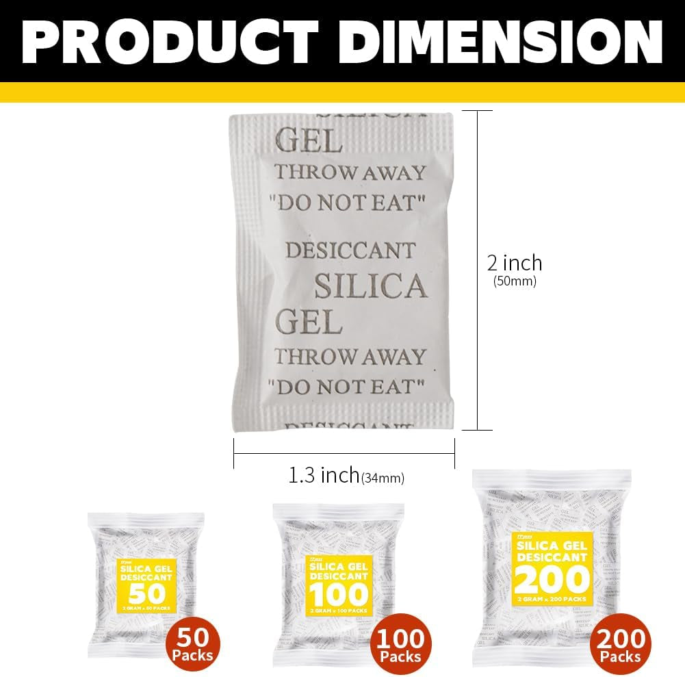 100 Packets 2 Gram Silica Gel Desiccant Absorber Dehumidifiers