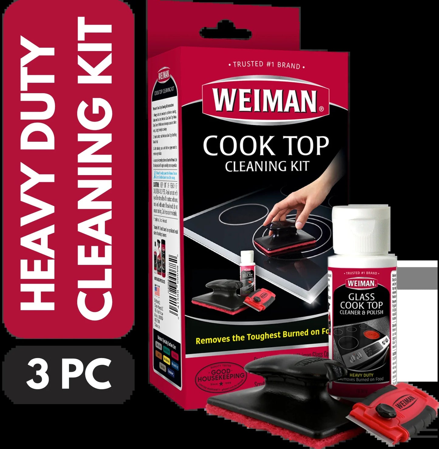 Weiman Cook Top Complete Cleaning Kit - Includes Cream, Scrubbing Pad and Scraper