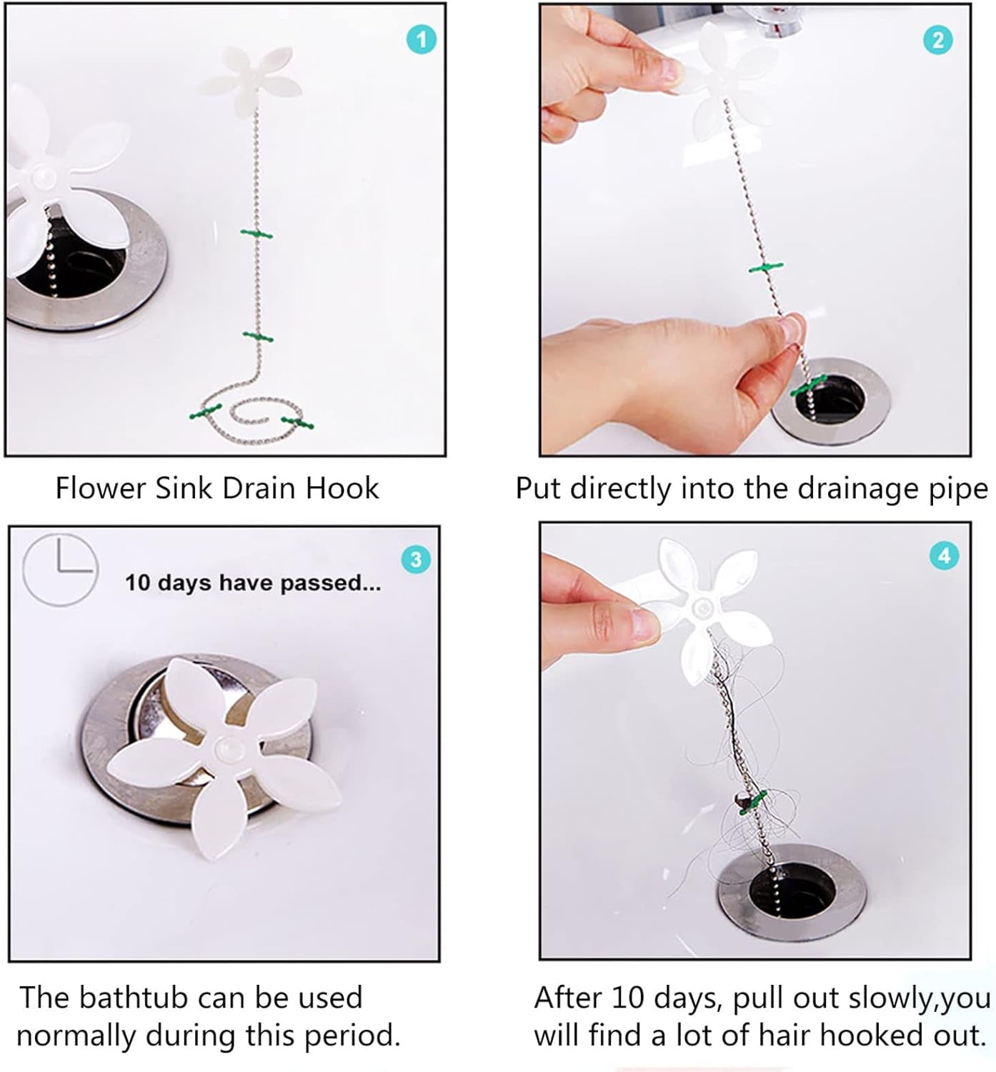 Forliver Drain Snake,6 Pack Multifunctional Sink Unblocker Tool 6 in 1,Reusable Plastic Drain Unblocker Hair for Sewer, Bathroom Drainage,Kitchen Sinks