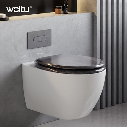 WOLTU Wooden Toilet Seat, Soft Close WC Seat with Strong Hinge Ideal for Standard Toilet Grey Maple