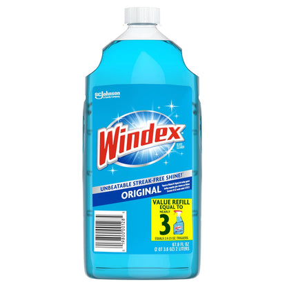 Windex® Glass Window Cleaner Refill, Original Blue, 67.6 Fl Oz