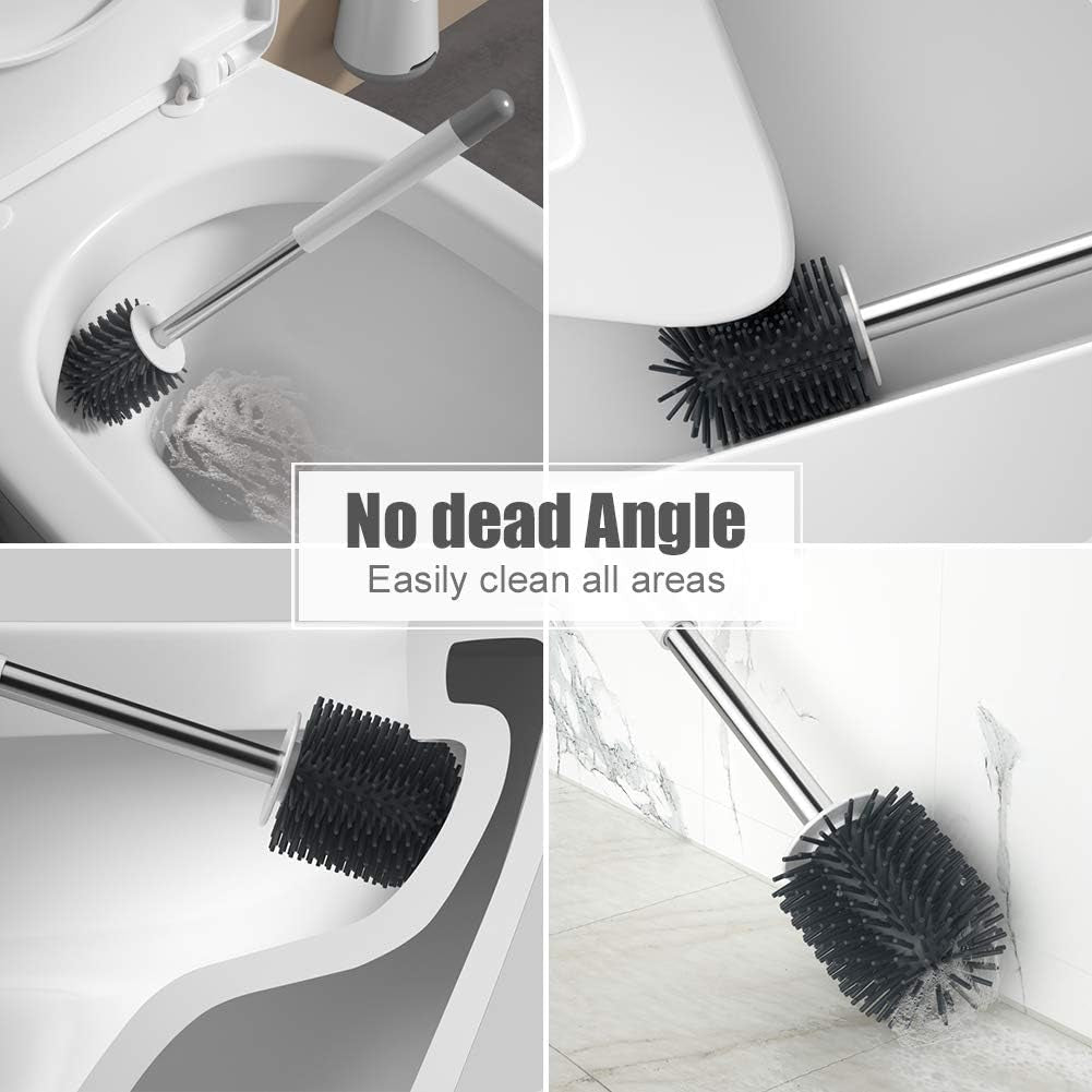 Ibergrif M34152 Silicone Toilet Brushes & Holders, Deep Cleaner, Toilet Brush with Quick Drying Holder Set for Bathroom