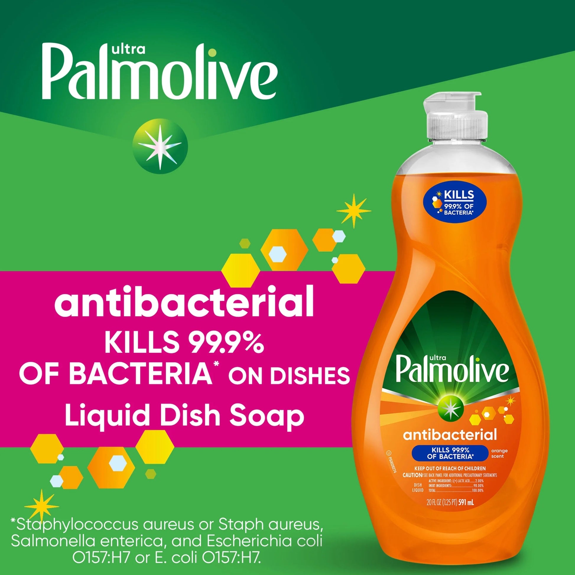 Palmolive Ultra Concentrated Antibacterial Liquid Dish Soap, Orange Scent - 20 Fluid Ounce