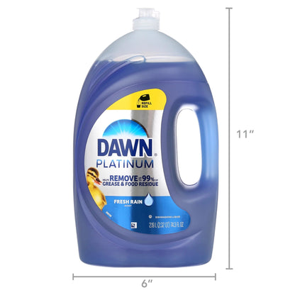 Dawn Platinum Dish Soap Liquid, Dishwashing Liquid, Grease Removal, Fresh Rain, 74.3Oz