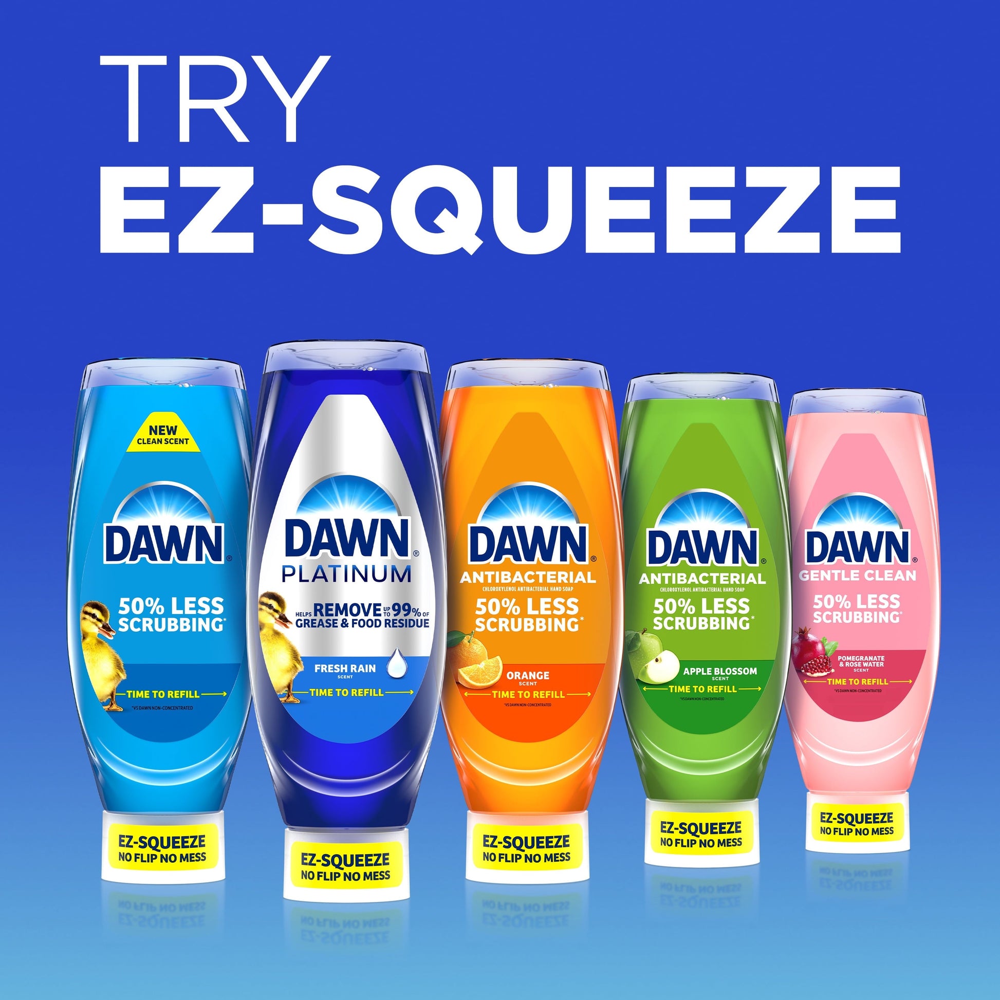 Dawn Gentle Clean Ez-Squeeze Dish Soap, Dishwashing Liquid, Pomegranate & Rose Water, 24.3Oz