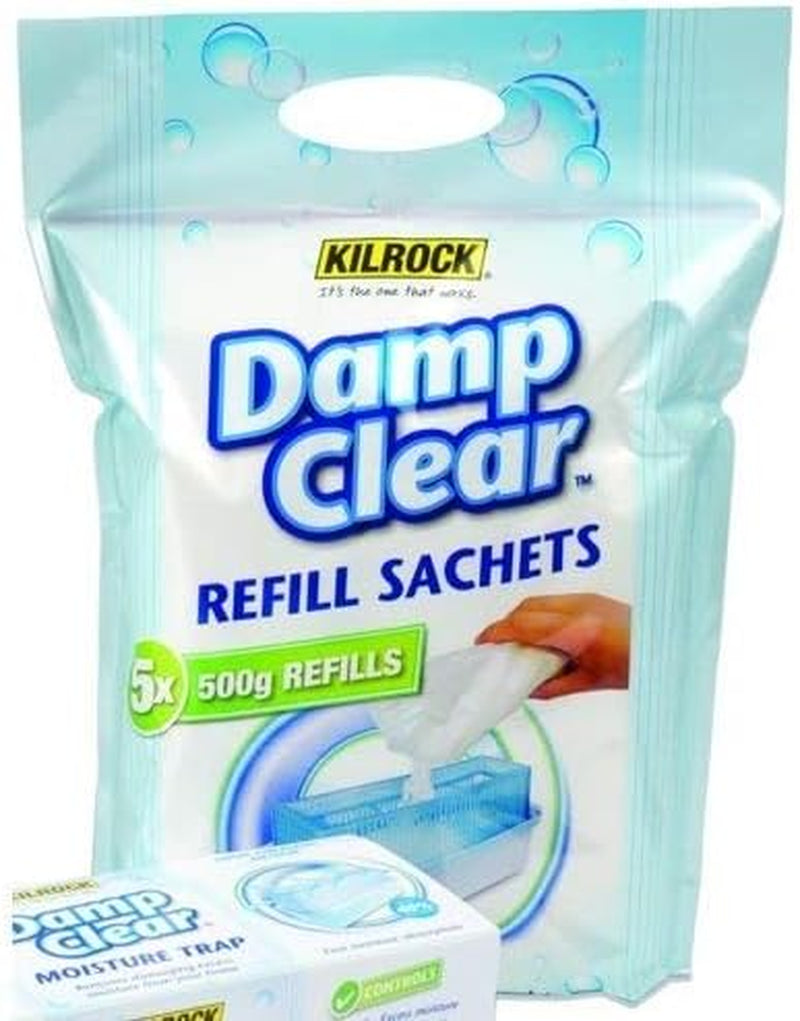 2 X Kilrock Damp Clear Moisture Trap Refill = 10 X 500G Refills Bags