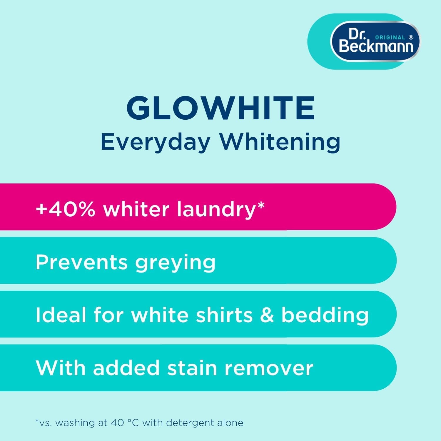 Dr. Beckmann Glowhite | Maintains Brighter White Laundry | 5 In-Wash Sachets