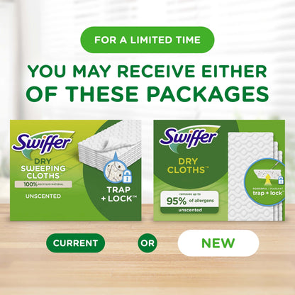 Swiffer Sweep + Mop, Dry Pads Refill, Floor Cleaner, Cleaning Cloths, Unscented, 52Ct