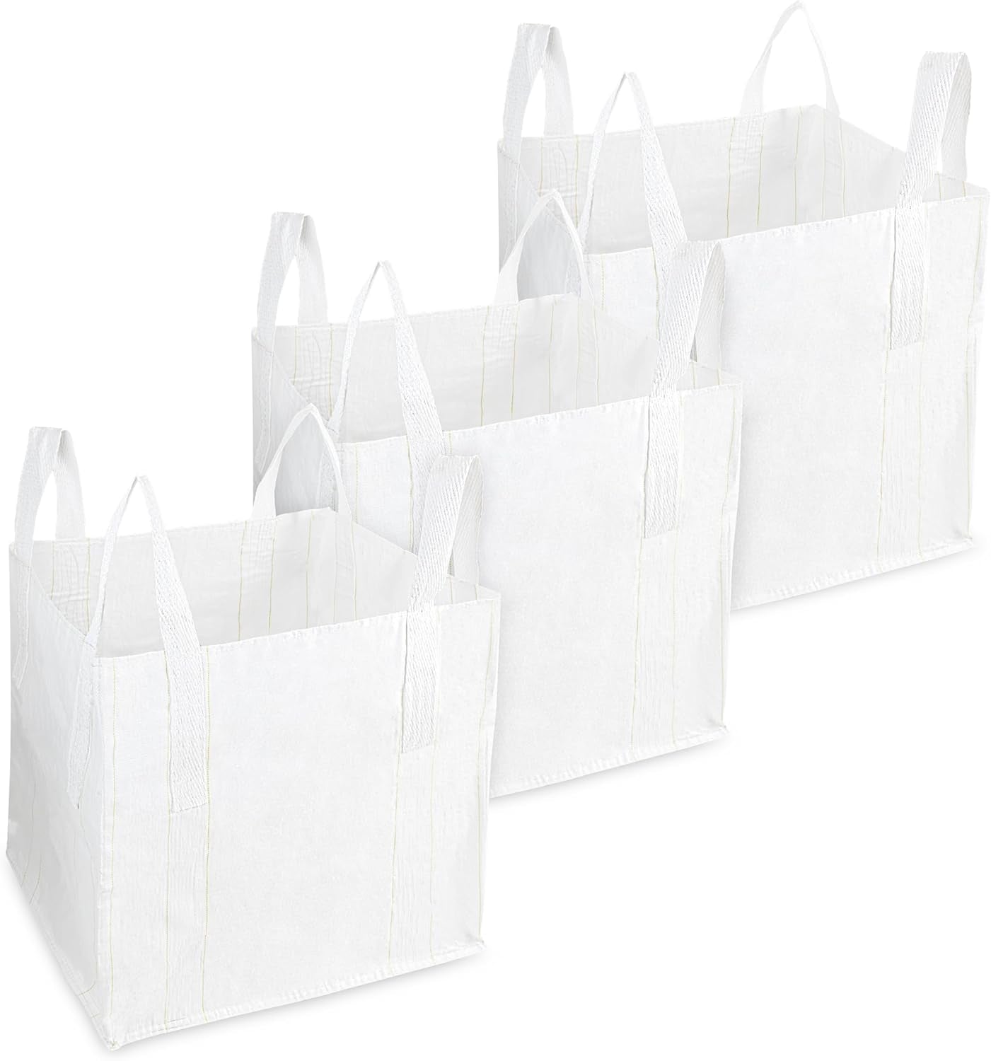 Deco Express Commercial Waste Bags 500L Heavy Duty Industrial Fabric FIBC Builders Bags with Handles, 1 or 1.5 Tonnes, White, 80 X 80 X 80 Cm (White 1T - 5 Pack)