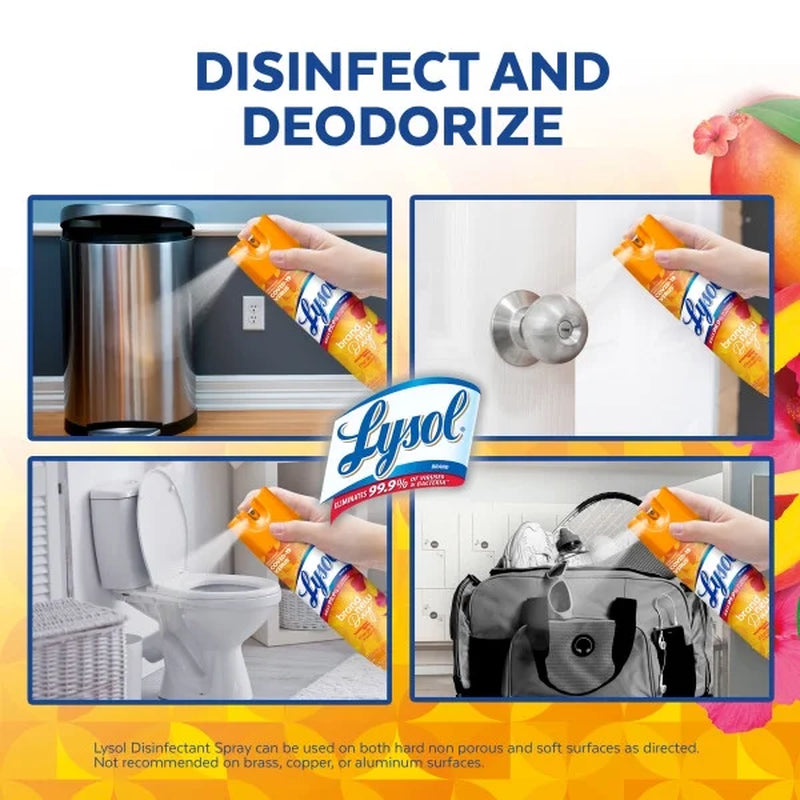 Lysol Disinfectant Spray, Sanitizing and Antibacterial Spray, for Disinfecting and Deodorizing, Brand New Day - Mango & Hibiscus, 19 Fl Oz.