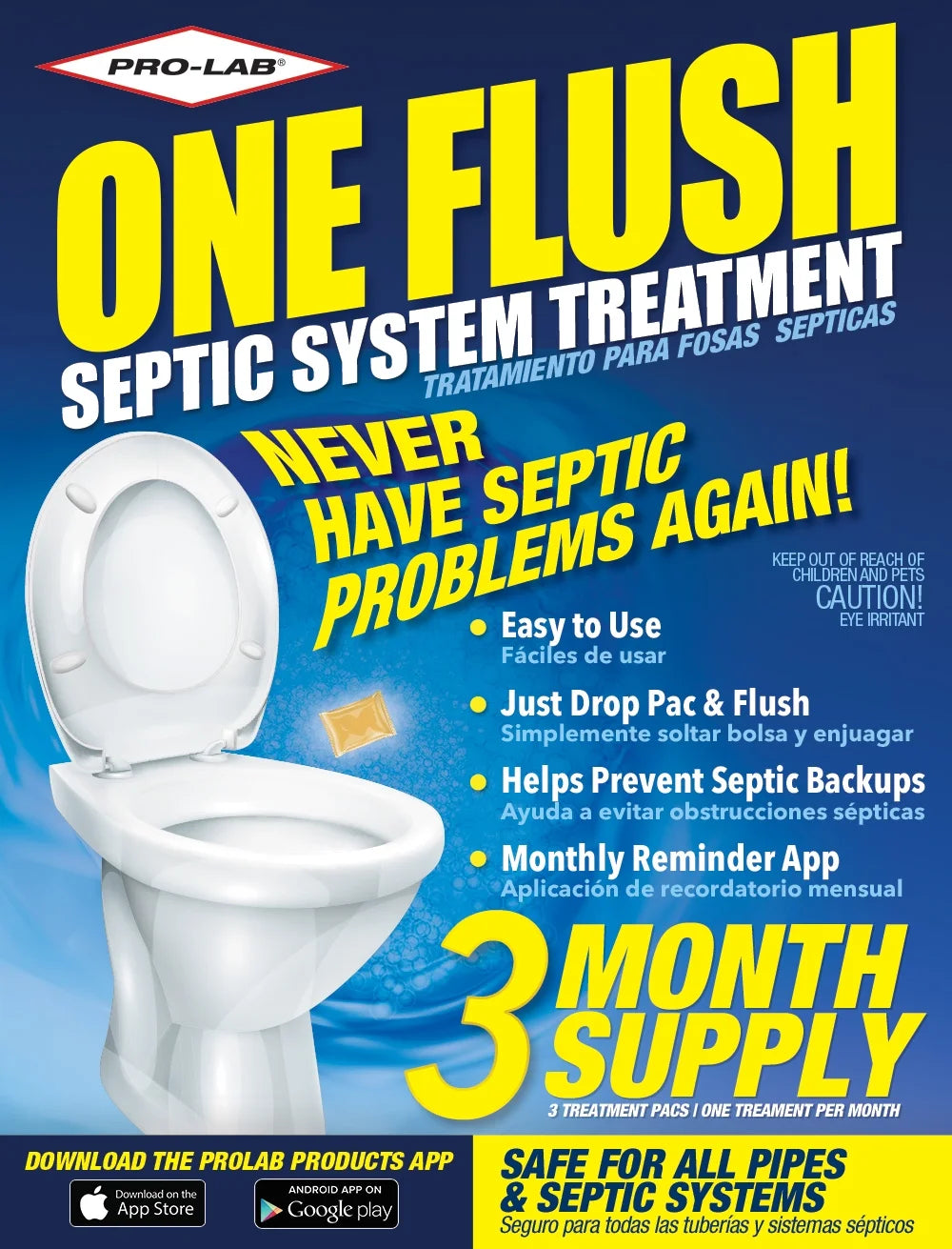 Pro Lab One Flush 1/4 Oz. Septic Tank Treatment (3-Pack) ON102 Pack of 6