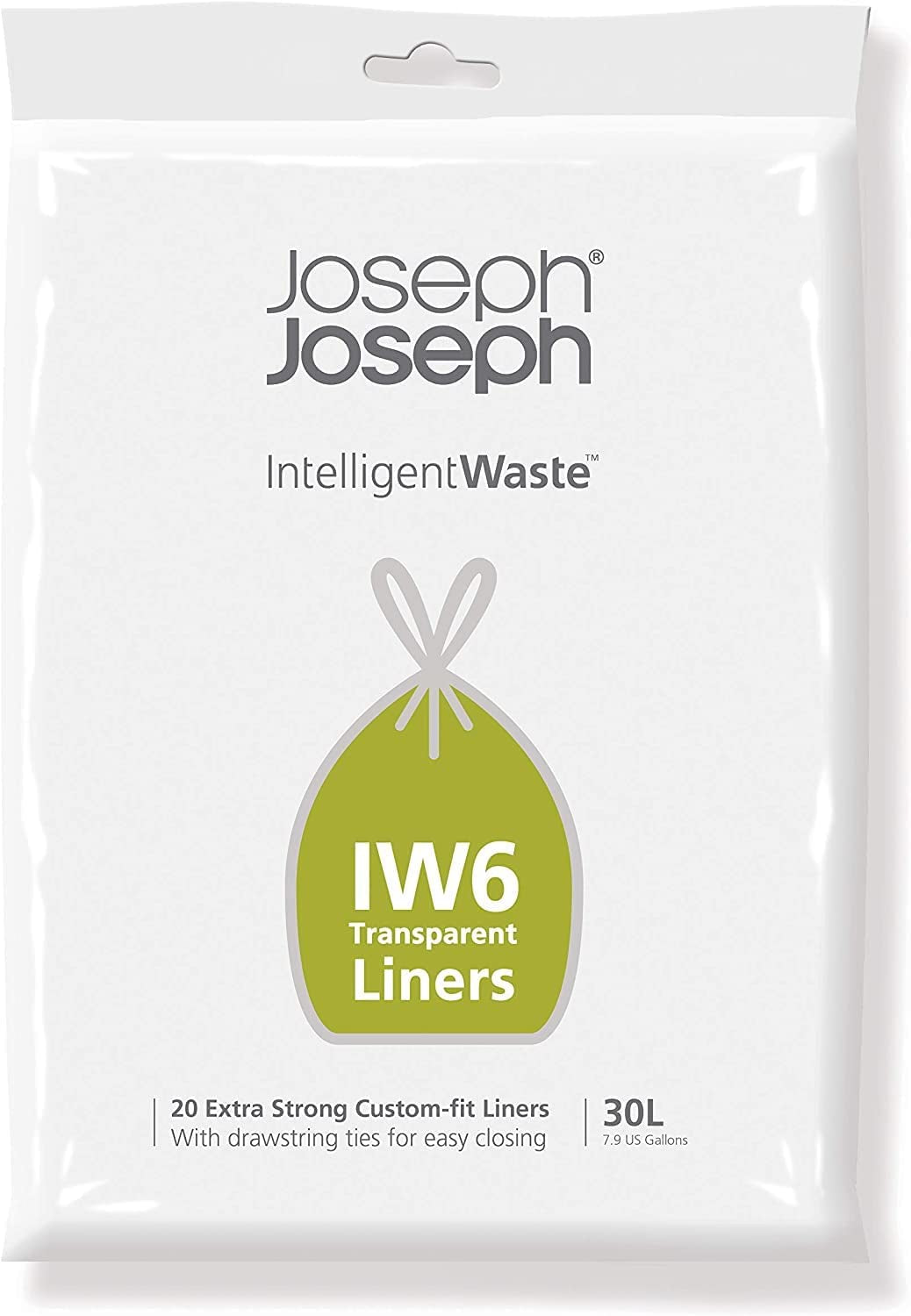 Joseph Joseph IW2 Biodegradable, Compostable Bags, Pack of 50 Food Waste Bin Liners, White, Small, 4 Litres