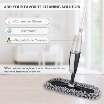 SUPTREE Microfiber Spray Mop for Floor Cleaning with 3 Washable Pads 1 Refillable Bottle 1 Scraper