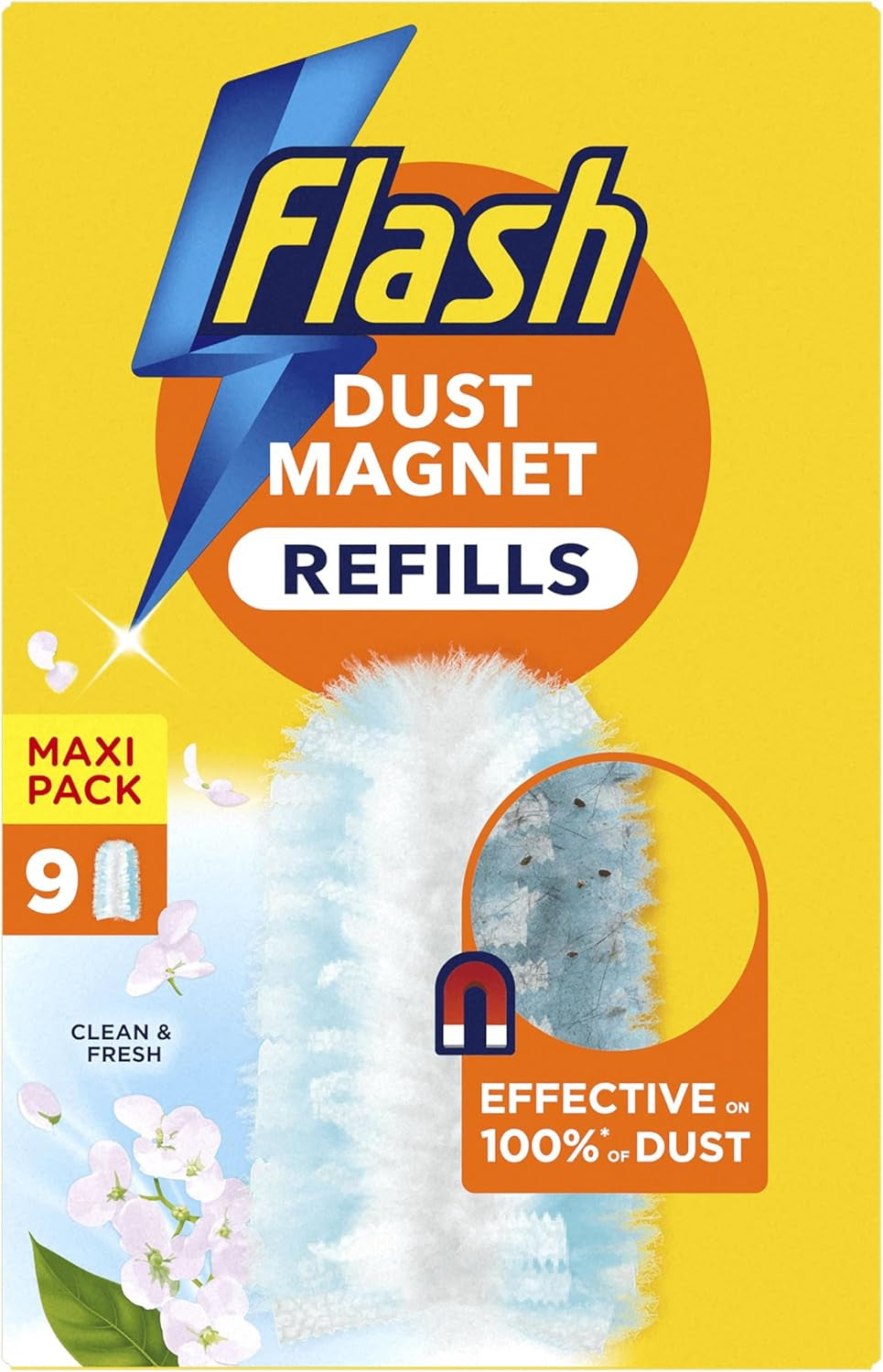 Flash Duster Dust Magnet Refills, Fluffy Dusters Refills, 25 Dusters (5X5), Effective on 100% of Dust, Dust Magnet