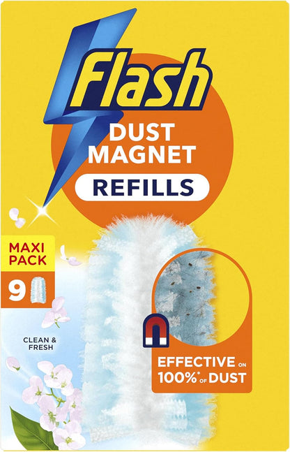 Flash Duster Dust Magnet Refills, Fluffy Dusters Refills, 25 Dusters (5X5), Effective on 100% of Dust, Dust Magnet