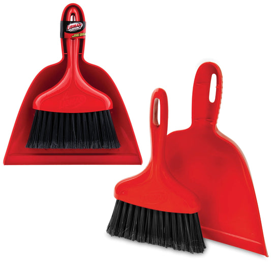 Libman Whisk Broom with Polypropylene Dustpan -Red Black Fibers