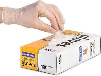 K-MART Vinyl Multi-Purpose Gloves, Powder Free, Disposable, Extra Strong - Box of 100 - Clear