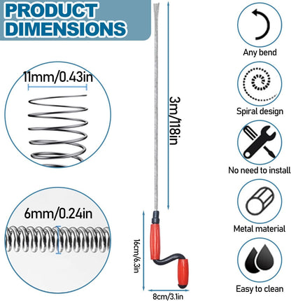 Professional Drain Unblocker with Claw, Reusable Flexible Plumbing Drain Snake, Sink Unblocker and Drain Unblocker Tool for Sewer, Bathroom Drainage,Kitchen Sinks,Toilet