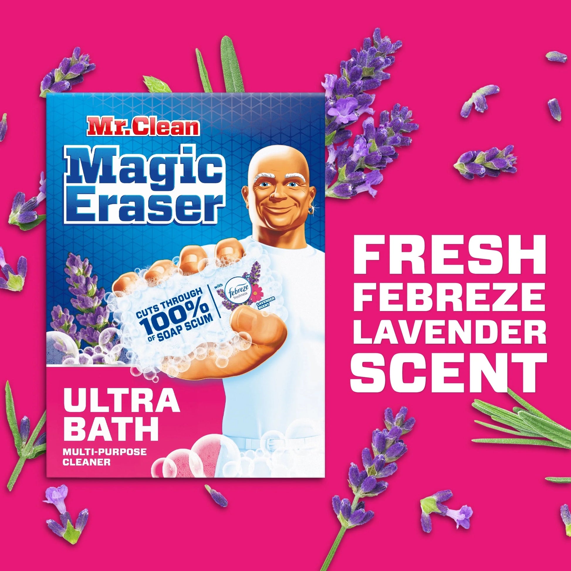 Mr. Clean Magic Eraser Ultra Bath Multi Purpose Cleaner for Bathroom, Soap Scum Remover for Shower, 5Ct