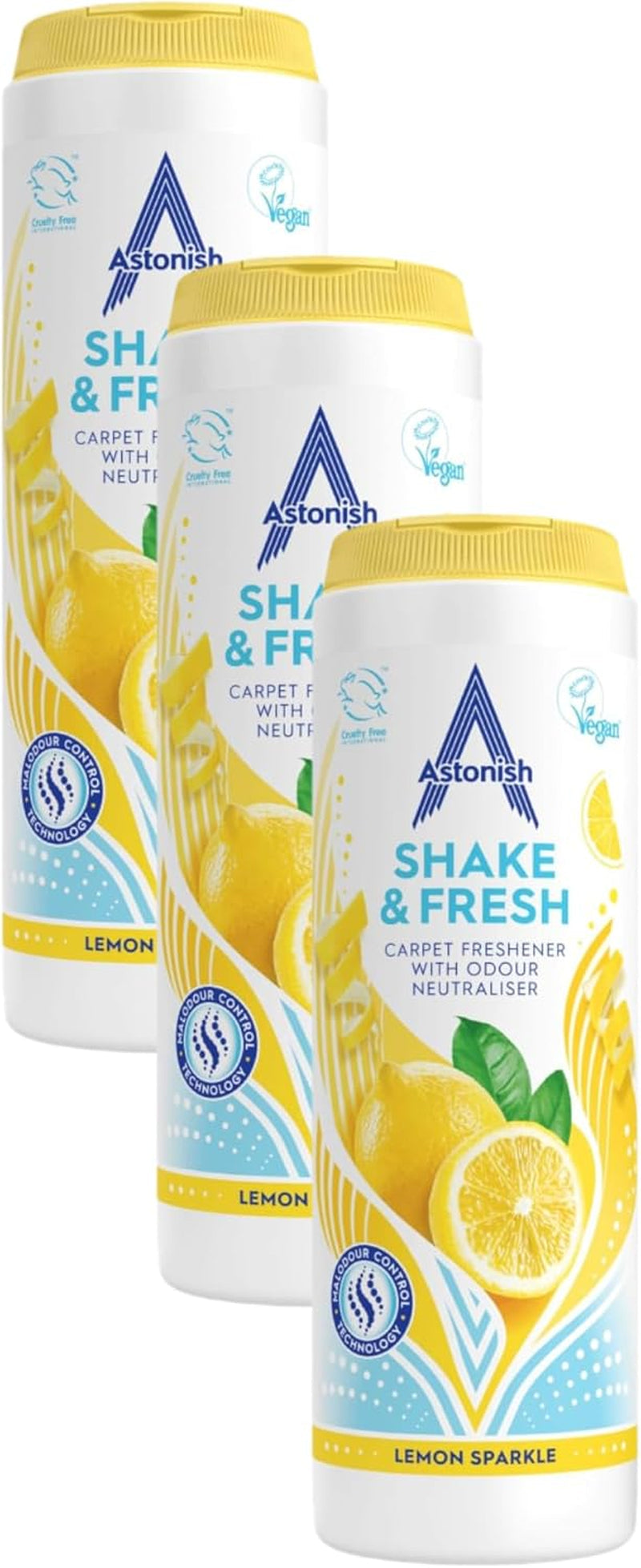 Astonish Shake & Fresh Carpet Freshener, Eliminates Odours, Lemon Sparkle, 350G