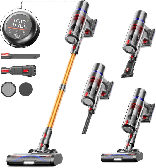 Avalsor Cordless Vacuum Cleaner 550W&45Kpa&65Min, Vacuum Cleaner with OLED Smart Touch Function, Vacuum Cleaner Cordless, Anti-Tangle, 7-Level Filter/8-In-1 for Hardwood Floor Carpet Car Pet Hair