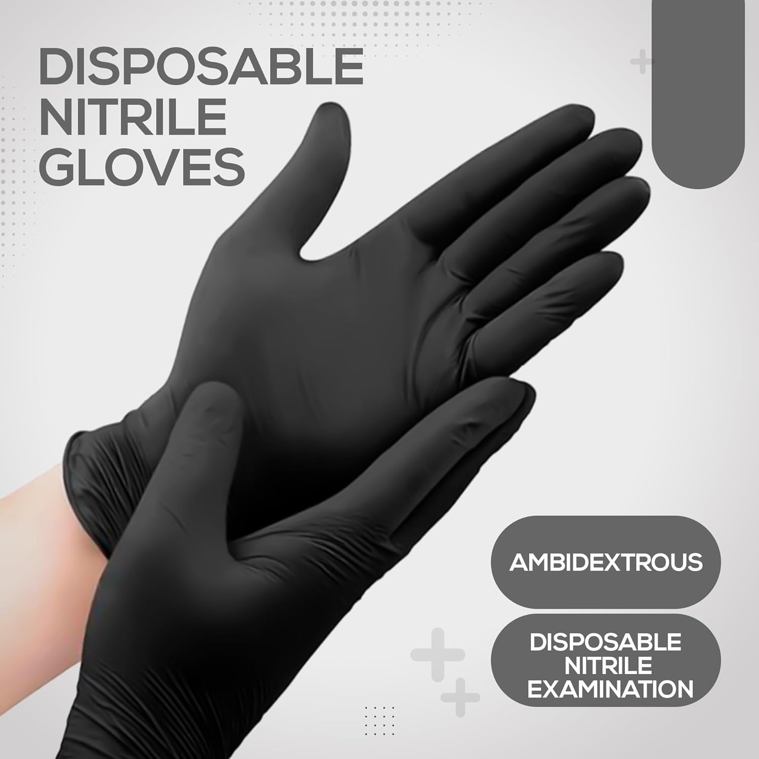 PANKTI Black Nitrile Disposable Gloves - Latex-Free, Powder-Free, Pack of 100, Strong and Puncture-Resistant, Medical, Food Handling, Tatoo Barber Shop Gloves (Large)