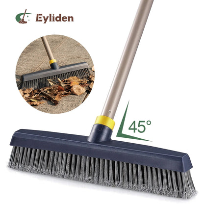 Eyliden Push Broom Brush Stiff Bristles 54In Long Adjustable Handle for Outdoor