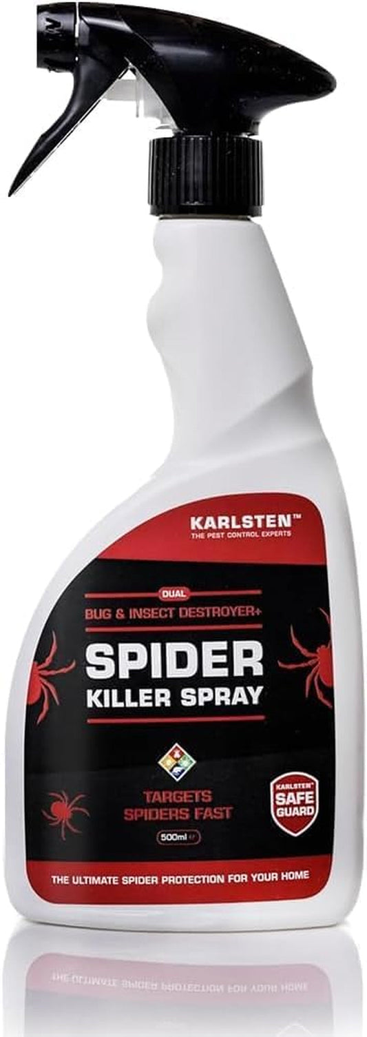 Karlsten Spider Killer Repellent Spray High Strength Spider Killer- Lasts 6 Weeks on Surfaces Kills All Types of Spiders Ideal for Indoor and Outdoor Use - 500Ml HSE Registered 10668