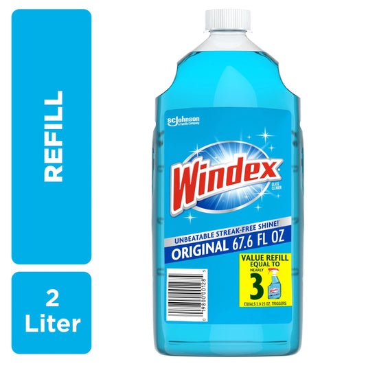 Windex® Glass Window Cleaner Refill, Original Blue, 67.6 Fl Oz