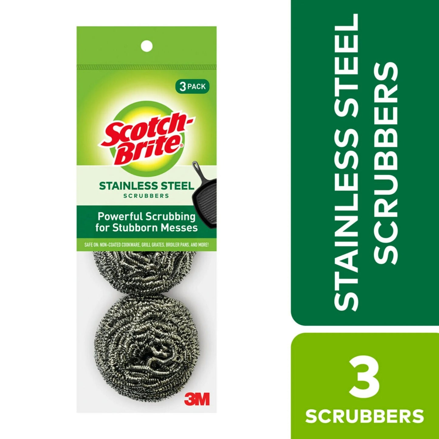 Scotch-Brite Stainless Steel Scrubbers, 3 Scrubbers