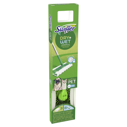 Swiffer Sweeper Pet Heavy Duty Dry + Wet All Purpose Floor Mopping and Cleaning Starter Kit Includes 1 Mop, 10 Refills