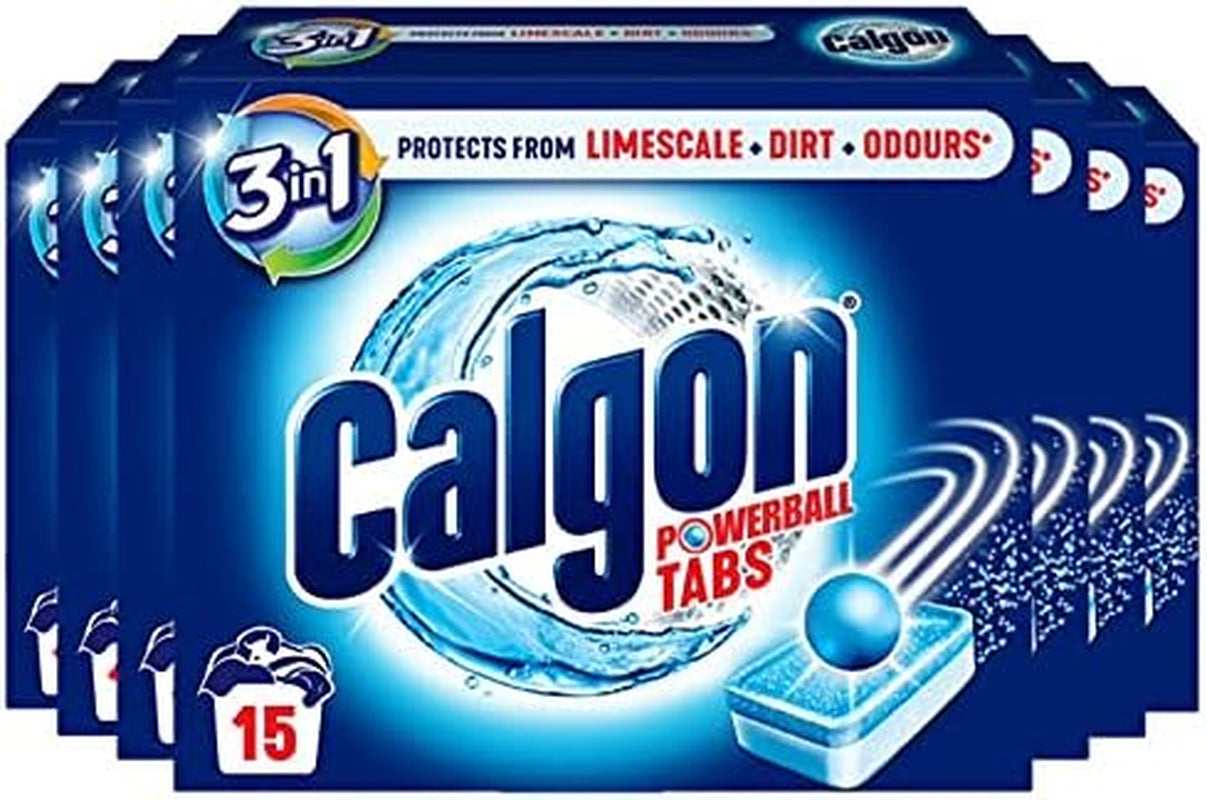 Calgon 4-In-1 Washing Machine Cleaner and Water Softener Tablets, Removes Limescale & Odours, Deep Clean, Units: 15 Tablets, Pack of 1 (Packaging May Vary)