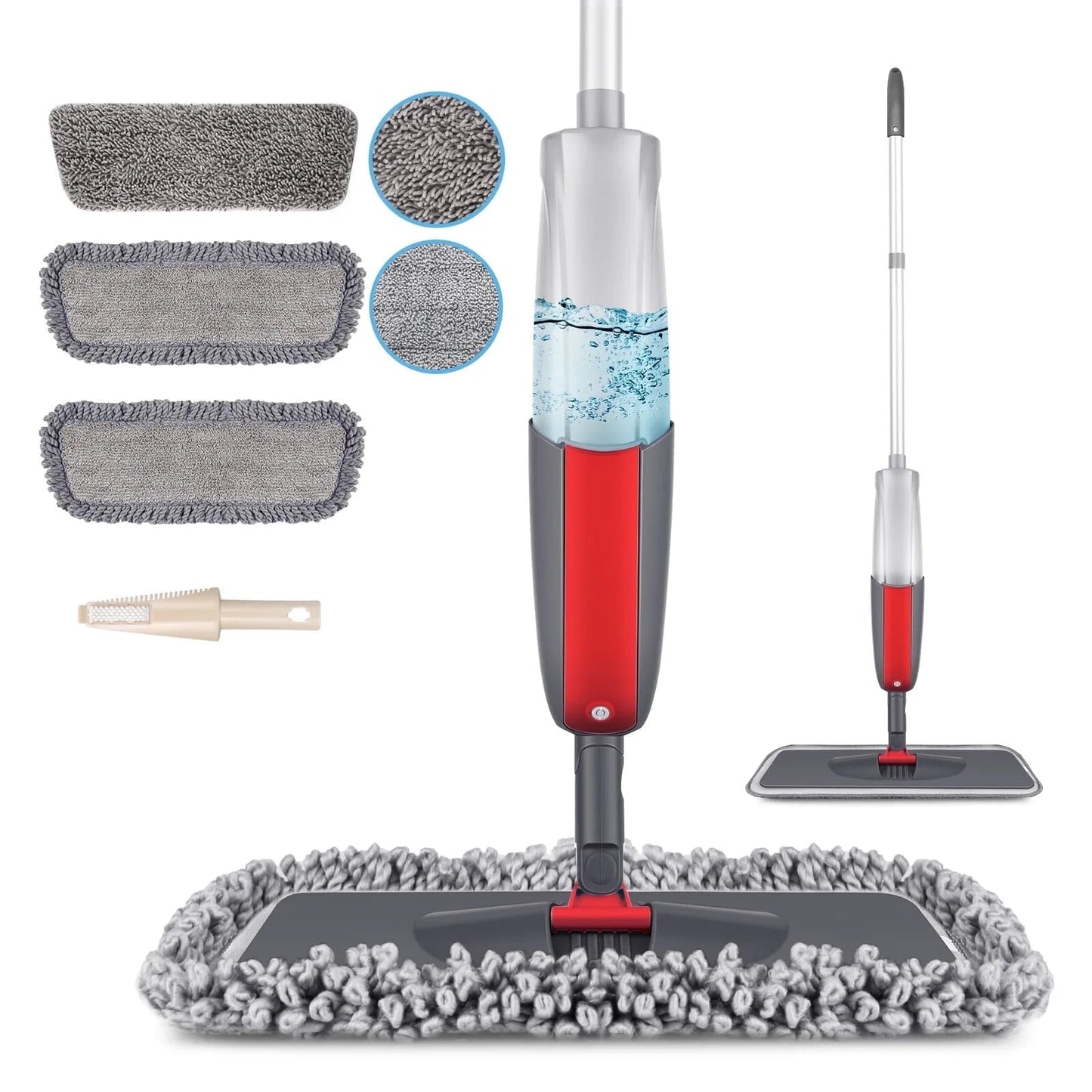 SUGARDAY Microfiber Spray Mops for Floor Cleaning with 4 Washable Pads 2 Refillable Bottle Blue