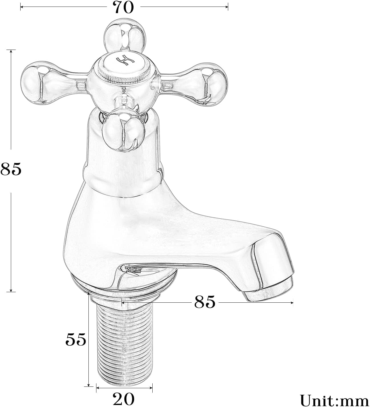 Wasserrhythm Basin Taps Pair Bathroom Sink Taps Mixers Victorian Traditional Chrome Brass Cross Lever Wash Basin Tap