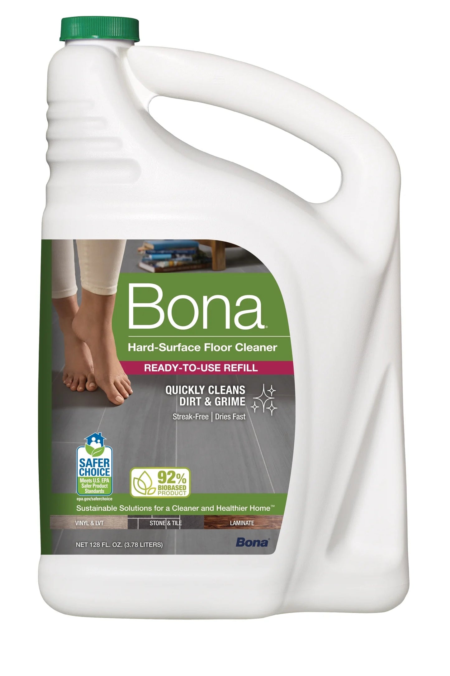 Bona® Multi-Surface Floor Cleaner, for Stone Tile Laminate and Vinyl LVT/LVP Refill 128 Fl Oz