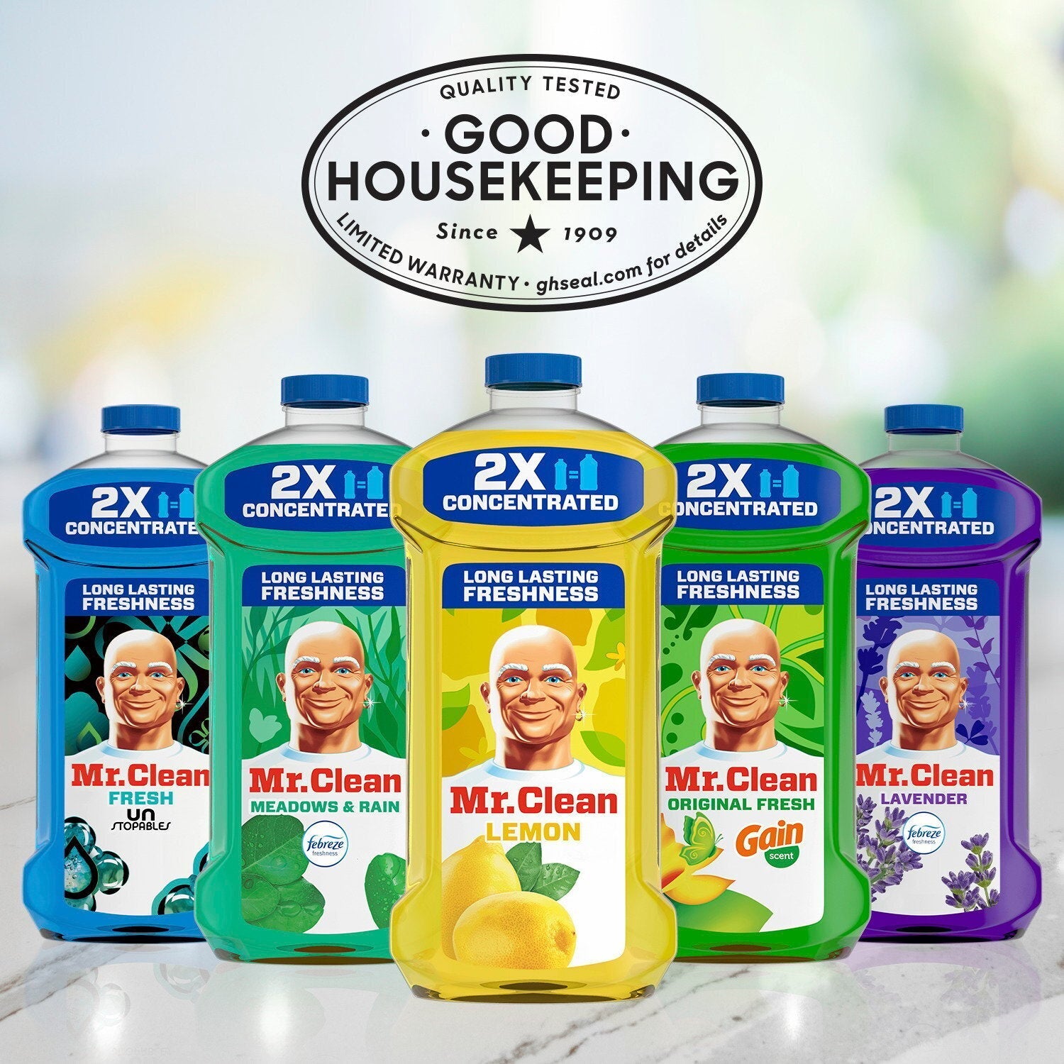 Mr. Clean 2X Concentrated Multi Surface, All Purpose Cleaner with Lemon Scent, 64 Fl Oz