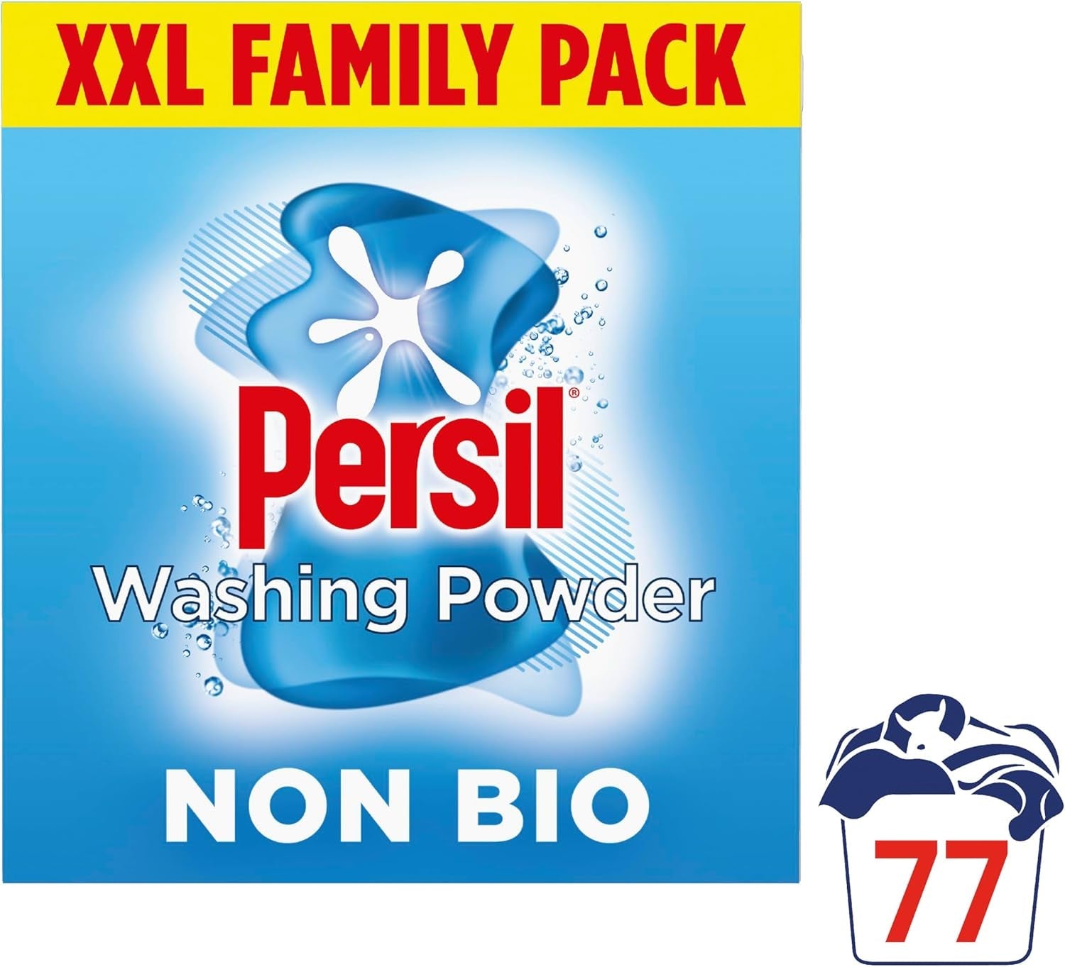 Persil Non Bio Washing Powder XXL Family Pack Gentle Next to Sensitive Skin for Outstanding Stain Removal in Cold Washes 77 Washes (3.85 Kg)