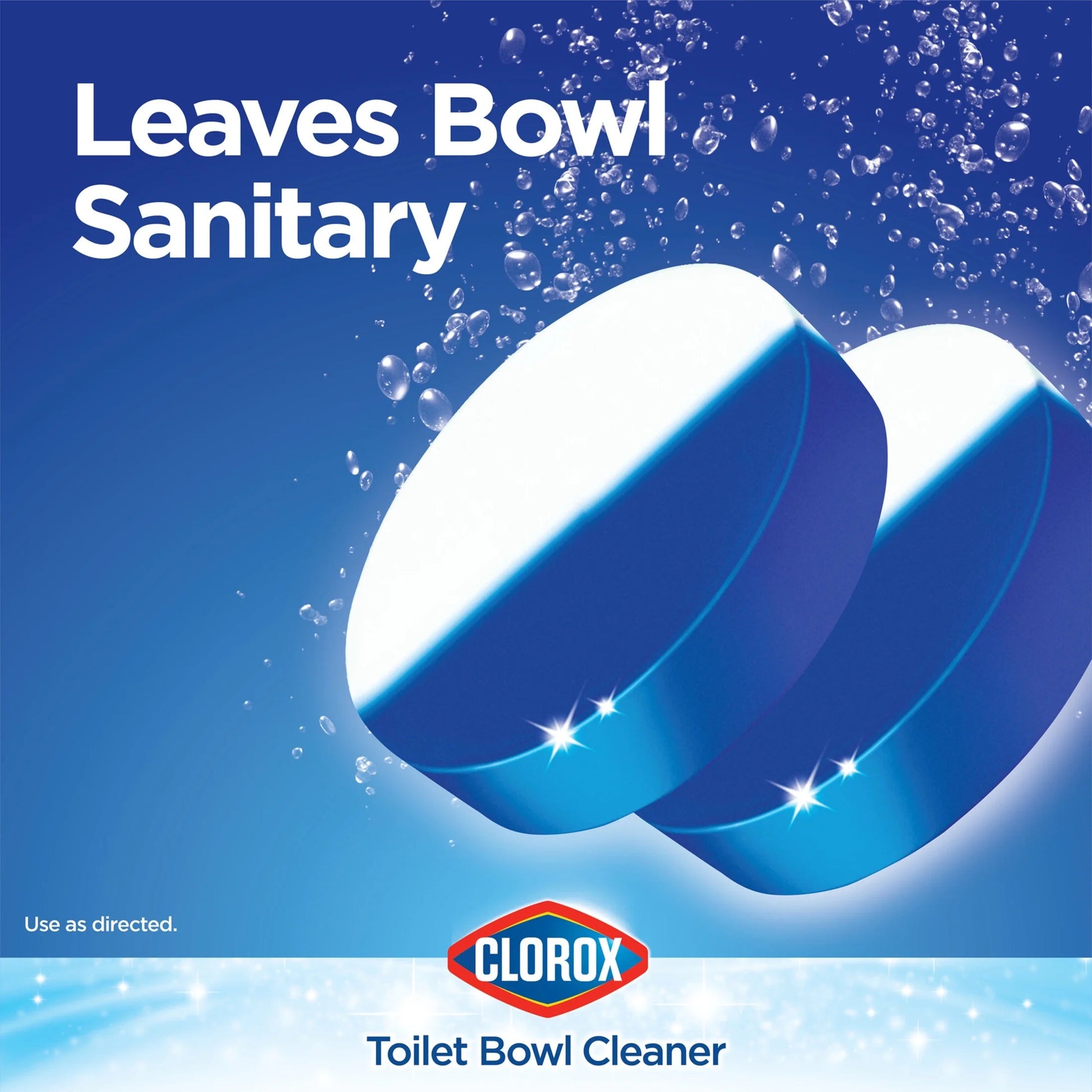 Clorox Bleach and Blue Toilet Bowl Cleaner Tablets, Rain Clean, 2 Count