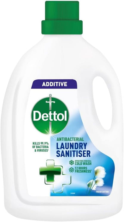 Dettol Laundry Sanitiser, Fresh Cotton, 4 X 1.5L Multipack (6L Total), Antibacterial Disinfectant, Kills 99.99% of Germs, Cleanser for Hygienic Freshness