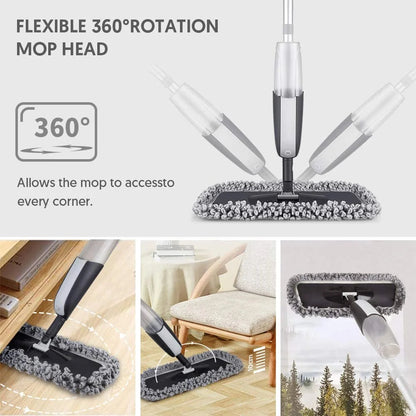 SUPTREE Microfiber Spray Mop for Floor Cleaning with 3 Washable Pads 1 Refillable Bottle 1 Scraper