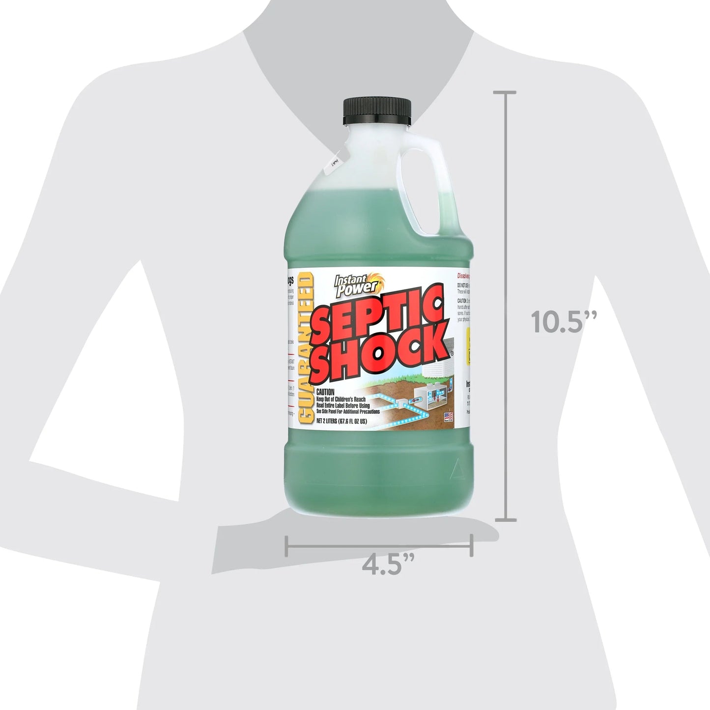 Instant Power Septic Shock, 67.6 Fl Oz (2 Liter), Super Charged for Clogged Septic System