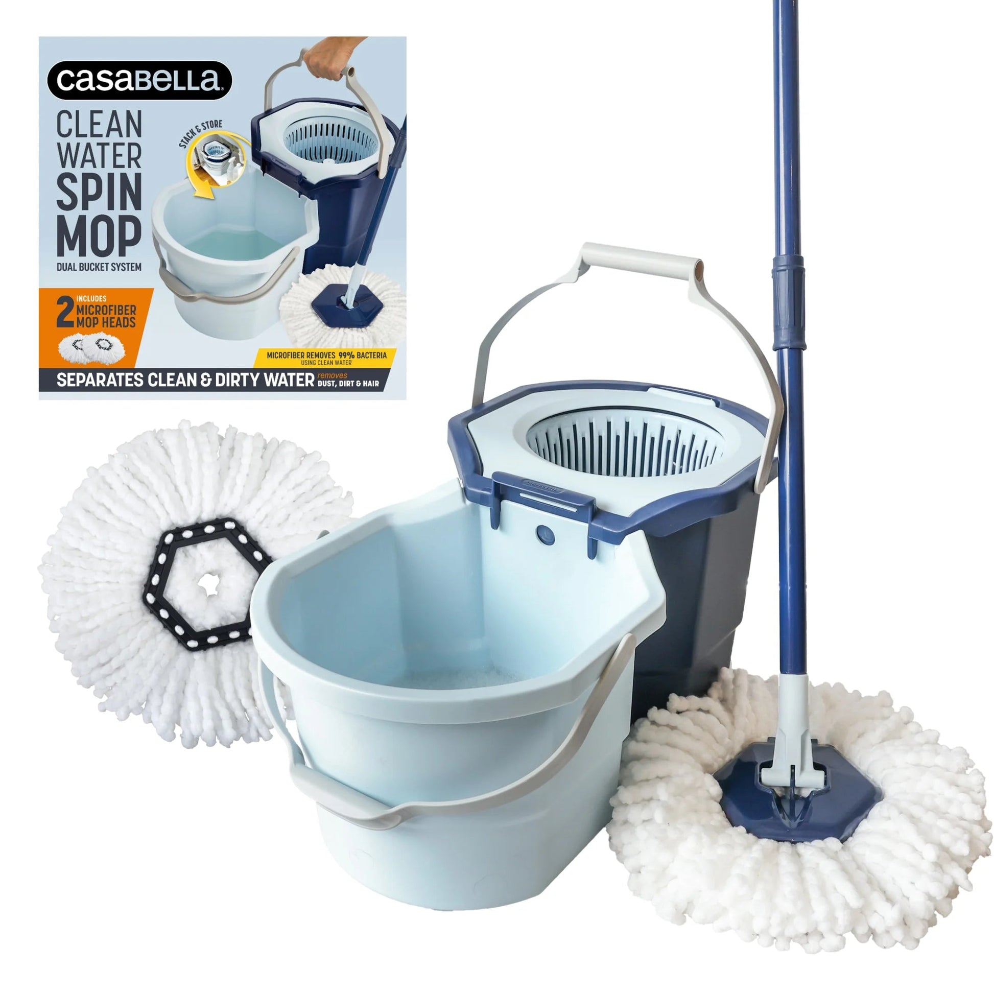 Casabella Clean Water Spin Mop with Extra Mop Head Refill