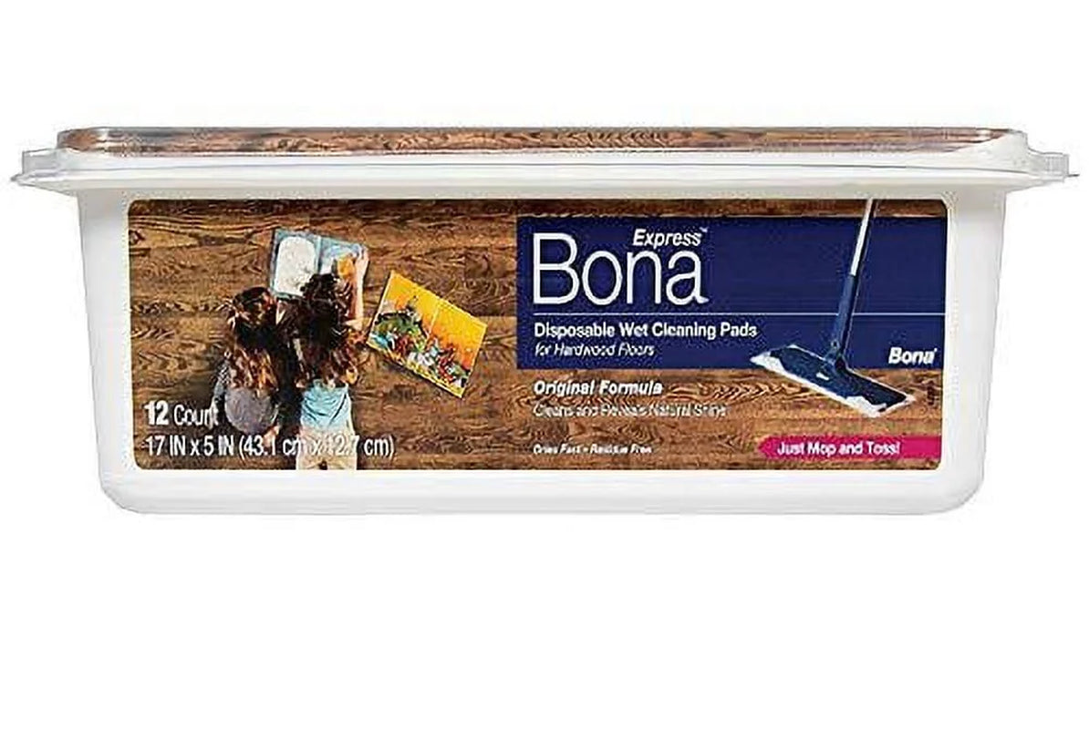 Bona Hardwood Floor Disposable Wet Cleaning Pads, 12 Count(2 Pack)