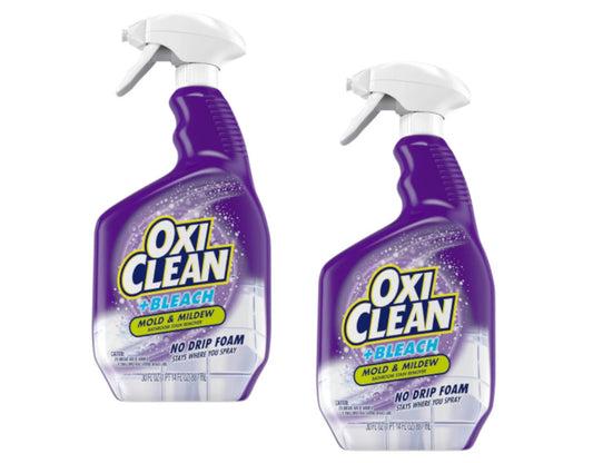 Oxi Clean (Formerly KABOOM) No Drip Foam Mold & Mildew Stain Remover with Bleach 30 Fl. Oz. Spray Bottle, Pack of 2