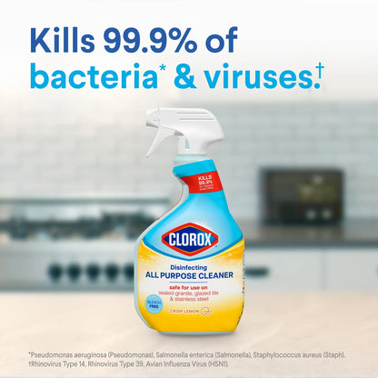 Clorox Disinfecting Bleach-Free All Purpose Cleaner, Crisp Lemon, 32 Fl Oz