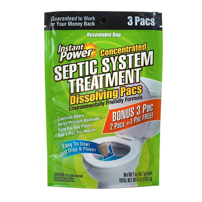 Instant Power Concentrated Septic System Treatment Dissolving Pacs, 3 Pac